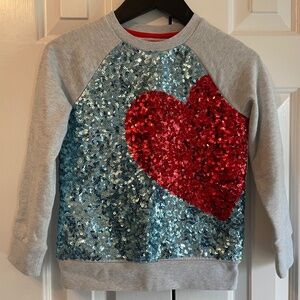 Mini Boden Heart Sequin Sweatshirt